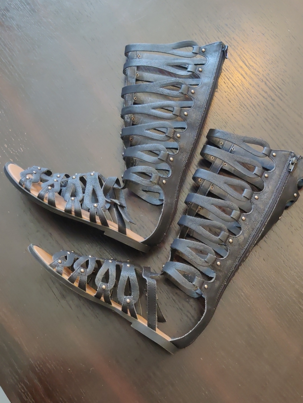 Penny Loves Kenny Black Strappy Knee-High Gladiator Sandals